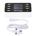Miniatyrbild 2 av 2: A9 8-portars snabbladdande USB-laddarhub Typ-C med LED-display Strömadapter UK 100-240V