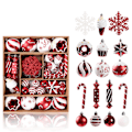 Miniatyrbild 1 av 5: Julgransprydnader Set, Dekorativa Hängande Kulor för Julgranar Julfest Dekor Red and white