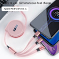 Miniatyrbild 4 av 7: 3-i-1 Teleskopisk Laddningskabel för Apple Android Rosa