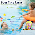 Miniatyrbild 4 av 6: Magnetiskt fiskespöleksak för barn, badleksak för poolparty med fiskespö, nät, flytande plastfiskar – pedagogiskt leksak för småbarn