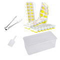 Miniatyrbild 1 av 5: Isbitsform med Lock och Behållare, 4-pack Silikon Plast Isbitsformar för Frysen med Isbox, Stapelbar Isbitsform med Förvaringskit för Is Yellow