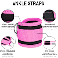 Miniatyrbild 5 av 6: Ankelresistansband med manschetter, Ankelband för träning, Ankelresistansband, Träningsutrustning för sätesmuskler, Träningsutrustning för rumpövningar för Pink