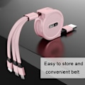 Miniatyrbild 5 av 7: 3-i-1 Teleskopisk Laddningskabel för Apple Android Rosa