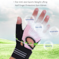 Miniatyrbild 2 av 7: BOODUN 1 Par Halkskydd Sport Viktlyftning Halvfinger Skydd Gymhandskar (Rosa, L)