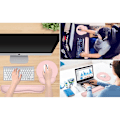 Miniatyrbild 7 av 7: Ergonomiskt handledsstöd för tangentbord, rengöringsbart PU-läder, stöd för kontor, dator, laptop, hållbart, bekvämt, smärtlindring, ljusrosa