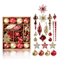 Miniatyrbild 1 av 4: Julgransprydnader Set, Dekorativa Hängande Kulor för Julgranar Julfest Dekor Red gold