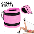 Miniatyrbild 4 av 6: Ankelresistansband med manschetter, Ankelband för träning, Ankelresistansband, Träningsutrustning för sätesmuskler, Träningsutrustning för rumpövningar för Pink
