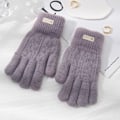 Miniatyrbild 5 av 6: Dam Höst Vinter Handskar Damcykling Rader Varma Finger Enfärgad Pekskärm Fleece Förtjockad Stickad purple