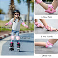 Miniatyrbild 4 av 5: Knäskydd och armbågsskydd för barn/ungdomar med handledsskydd 3 i 1 Skyddsset för barn 3-14 år för skateboard, rullskridskoåkning, skidåkning Pink