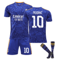 Miniatyrbild 1 av 2: 21-22 Real adrid Borta Sapphire Blue Barn Vuxna Fotbollströja Träningströja No.10 MODRIC M