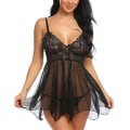 Miniatyrbillede 4 af 8: Dame Sexet Blondeundertøj Babydoll BH Undertøj Natkjole Black XL