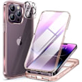 Miniatyrbild 1 av 7: Miracase Glass Series Designad för iPhone 14 Pro Max Case 6,7 tum, [2023 Upgrade] Bumper Case med inbyggd 9H härdat glas Scr Clear Pink