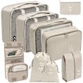 Miniatyrbild 1 av 5: 9 set packningskuber Bagagepackningsorganisatorer för resetillbehör beige
