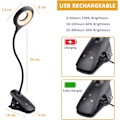 Miniatyrbillede 2 af 3: USB genopladelig trådløs sengelampe, sort touch-læselampe