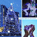 Miniatyrbillede 2 af 5: Soldrevne lyskæder, Solar Fairy Lights, 12 meter 100 LED'er / 8 tilstande, vandtæt kobbertrådsbelysning (blå, 2-pak)
