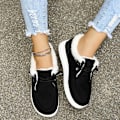 Miniatyrbillede 7 af 7: Damer ensfarvede flade Casual Sko Snøring Vinter Hold dig varm Black 41