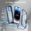 Miniatyrbild 2 av 8: Miracase Glass Series Designad för iPhone 14 Pro Max Case 6,7 tum, [2023 Upgrade] Bumper Case med inbyggd 9H härdat glas Scr Capri Blue
