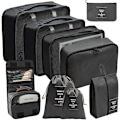 Miniatyrbild 1 av 5: 9 set packningskuber Bagagepackningsorganisatorer för resetillbehör black