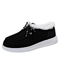 Miniatyrbillede 3 af 7: Damer ensfarvede flade Casual Sko Snøring Vinter Hold dig varm Black 41