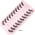 Miniatyrbild 9 av 11: Halvfransar Naturligt utseende Wispy Cat-Eye Fransar 3D lösögonfransar Fluffiga-Mjuka 10 Par syntetiska fibrer falska fransar set 4