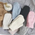 Pikkukuva 3 / 6: 1 pari Naisten Talvi Pidä Lämpimänä Pehmo Käsineet Joustavat Pehmeät Kokosormikäsineet white one size