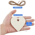 Miniatyrbillede 5 af 5: 60 stk. træhjerteformer pynteskiver med hul til bryllup, ophæng og hobby Halloween dekorationsetiket - 8 cm