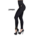 Miniatyrbillede 2 af 5: Sorte Shapingtights - høj talje, mode Zipper Black L