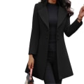 Miniatyrbild 1 av 5: Pea Coats för kvinnor Knäppningsdräkt Ytterkläder med skårade kavajkläder för formellt arbete Black XL