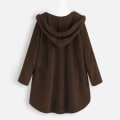 Miniatyrbillede 3 af 3: Dame Dobbelt Varm Hætte Frakke Lang Pels Cardigan Overtøj Jakke Coffee 2XL