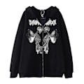 Miniatyrbilde 2 av 3: Dame Skjelett Zip Up Hettegensere Rhinestone Oversized Genser L