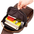 Miniatyrbild 7 av 7: Axelremsväska i läder Crossbody Herr Dam Resor Utomhussporter, Ryggsäck