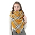 Miniatyrbillede 4 af 5: 140*140 cm Kvinder Cashmere Stribet Stort firkantet tørklæde Sjal Tykt Hold Varmt Tørklæde
