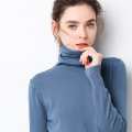 Miniatyrbilde 1 av 5: Kvinner Strikket Høst Vinter Genser Pile Krage Inner Bottoming Skjorte Ensfarget Genser Haze blue M
