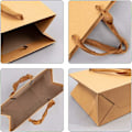 Miniatyrbillede 3 af 5: 10 stk. Brun Kraftpapir Småposer Gaveposer i stof med håndtag til fødselsdagsbryllupper, teselskaber og fejringer 22×18×10cm - DKSFJKL