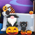 Miniatyrbild 6 av 6: Trä Halloween prydnader, rolig klassisk retro bärbar