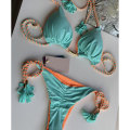 Miniatyrbillede 6 af 11: Todelt sæt til kvinder med string-badedragt Trekant-BH Top med bikinibund exig trekant-Bikini badedragt Black S