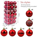 Miniatyrbild 2 av 3: Julkula Sprossningssäker Julgransdekorationsboll Julbollsdekorationer Julbröllopsdekorationsboll 1,6" (4cm) 36-delars set Red