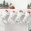 Miniatyrbilde 9 av 10: Hvite julestrømper julepynt FOX FOX Fox