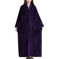 Miniatyrbild 4 av 5: Ladies Zip Fleece Waffle Lång orgonrock Fluffig Handduk orgonrock Sovkläder Blue M