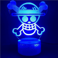 Miniatyrbillede 3 af 7: One Piece Luffy 3D Illusion Natlampe Smart Touch, RG