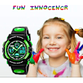 Miniatyrbild 2 av 7: Digital watch för barn, vattentät watch för pojkar och flickor, elektronisk analog watch med larmstoppur (grön)