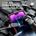 Miniatyrbild 5 av 8: Miracase Glass Series Designad för iPhone 14 Pro Max Case 6,7 tum, [2023 Upgrade] Bumper Case med inbyggd 9H härdat glas Scr Wine Red