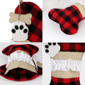 Miniatyrbilde 2 av 5: 2 stk. Julestrømper til kjæledyr, Burlap Plaid Stor Bein Form Kjæledyrstrømper, Klassiske hengende strømper for juledekorasjoner