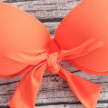 Miniatyrbild 8 av 11: Dam 3-delad volang baddräkt Push Up Bikini Baddräkt med hög midja V-ringad front snörning Spaghetti remmar Baddräkt Black M