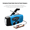 Pikkukuva 5 / 10: Hätätilanteen aurinkoenergialla toimiva käsikampi 1200mAh AM FM NOAA sääradio LED-valo USB-laturi ulkokäyttöön