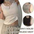 Miniatyrbilde 5 av 11: Sexy singlet for kvinner, ensfarget, ermeløs, ribbestrikket vesttopp gray XL