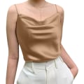 Miniatyrbilde 1 av 5: Basic dame linne dame V-hals camisole Silkeaktig løs ermeløs