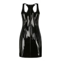 Pikkukuva 3 / 4: Naisten tekonahkainen bodycon-minimekko, neliöpääntie, säädettävät olkaimet, lateksimekko, yökerhoasu (Musta XL)
