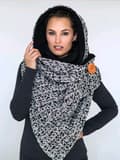 Triangelskärpa - svart och vit, elegant och varm tryckt scarf