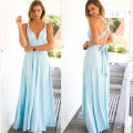 Pikkukuva 1 / 6: Useita kulutus-köysiä Cross Backless Seksikäs Side Yksiosainen Mekko höyry Mekko Light blue L